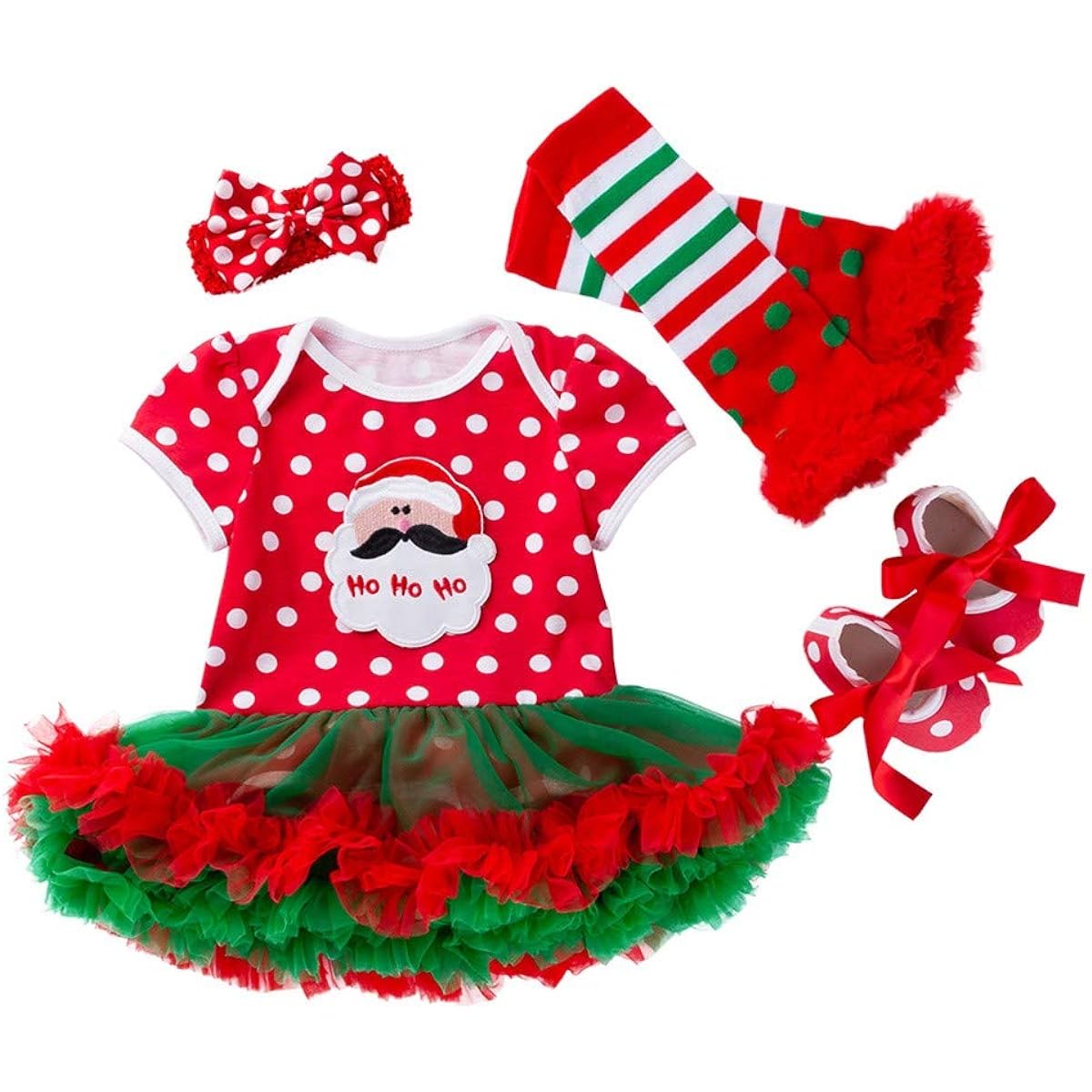 FANCYINN Baby Girl's First Christmas Costume Elf Lil Outfit Newborn Christmas Onesie