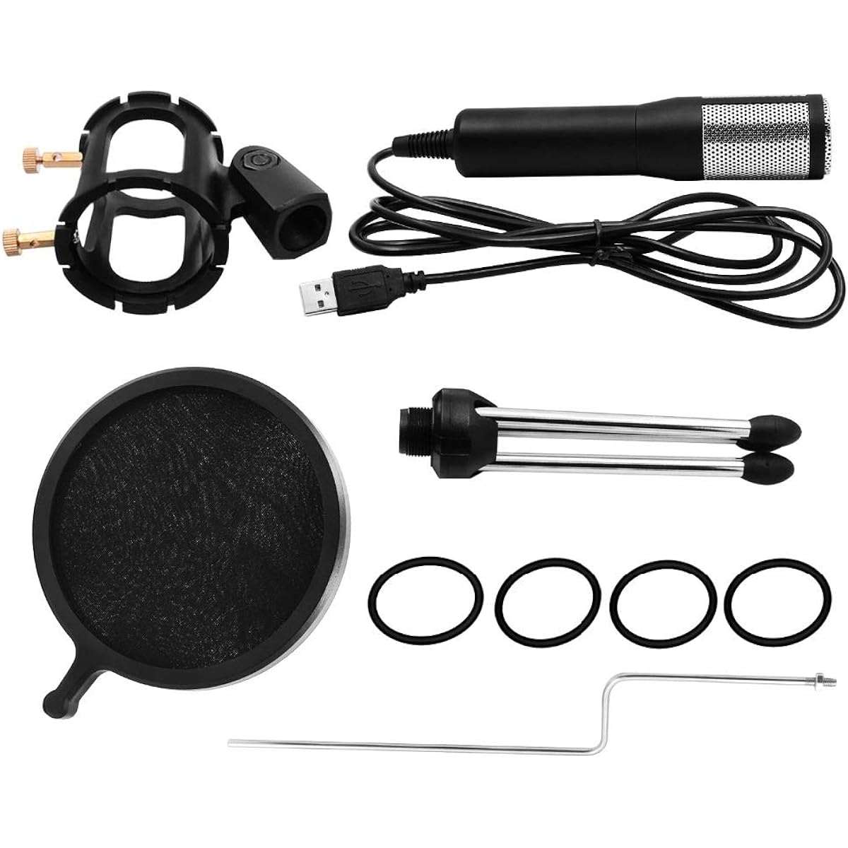 Microphone Professional Microphone Condenser Computer Laptop PC USB Plug Stand Studio Podcasting Recording Mic