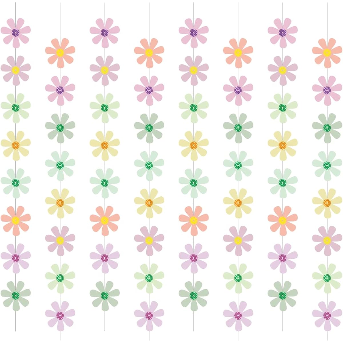 10 Pack Groovy Boho Daisy Birthday Decorations for Girls and Women, Retro Hippie Party Decorations Supplies, Party Banner, Daisy Garland, Hanging Swirls Set, Daisy Cutouts for Baby Birthday Party Gifts, Home, Classroom Decorations (Macaron)