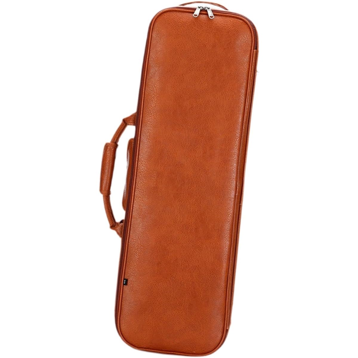 LOL-FUN Violin Storage Box Fiddle Handbag Full Size 4/4 Musical Hard Shell PU Leather Waterproof Instrument Case for Players, Brown