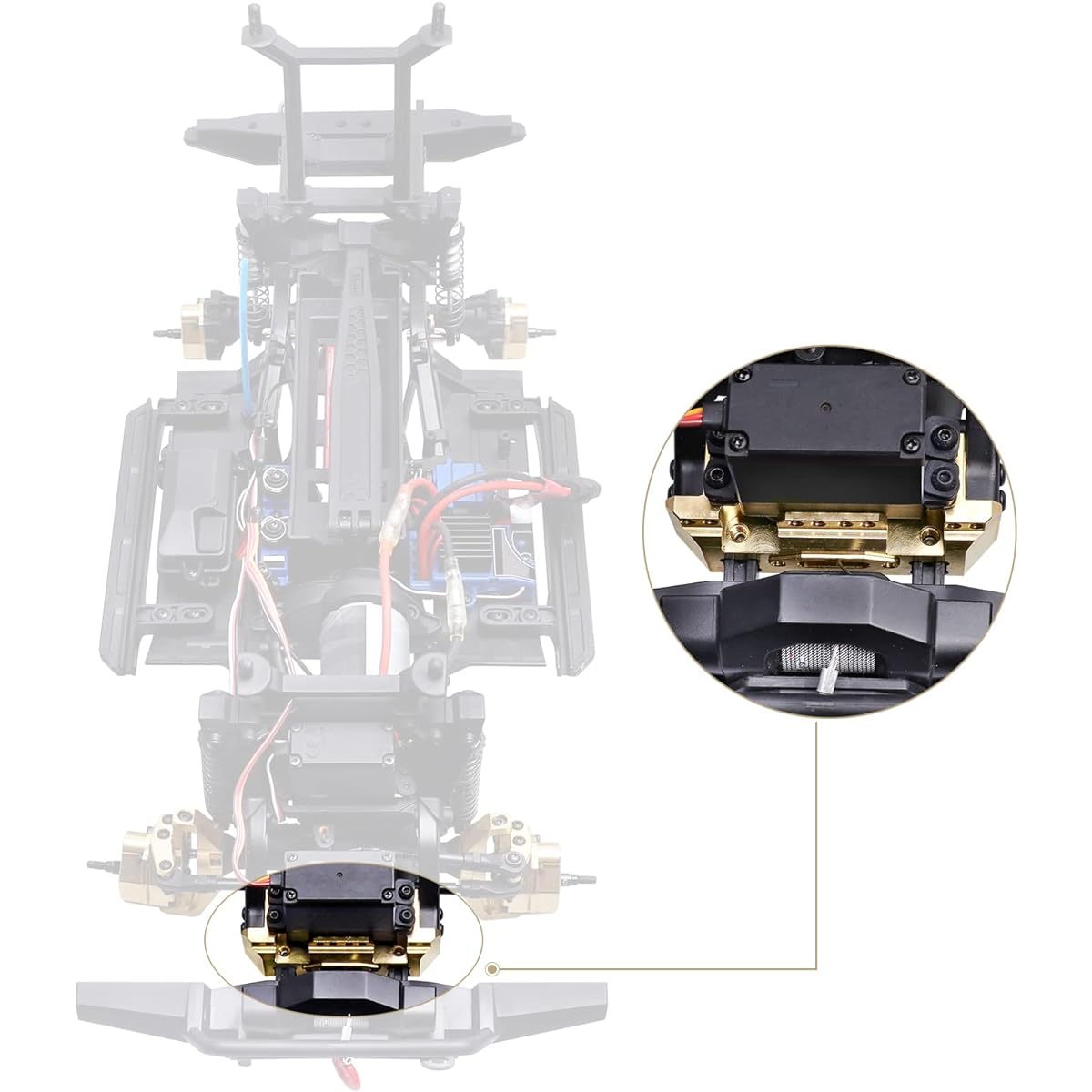 Hobbypark Heavy Duty TRX4 Brass Front Bumper with Servo Mount for Traxxas TRX-4 1/10 RC Crawler Car Upgrade Parts