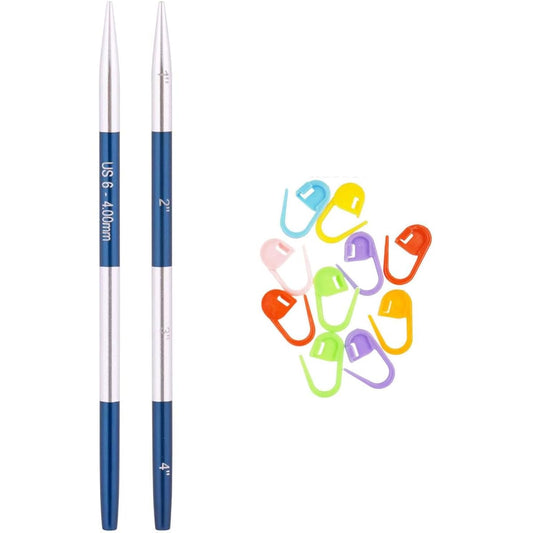 Knitter's Pride Knitting Needles SmartStix Replaceable Tip Set Artsiga Crafts with 10 Stitch Markers Size US 6 (4mm) NM-AB-599854