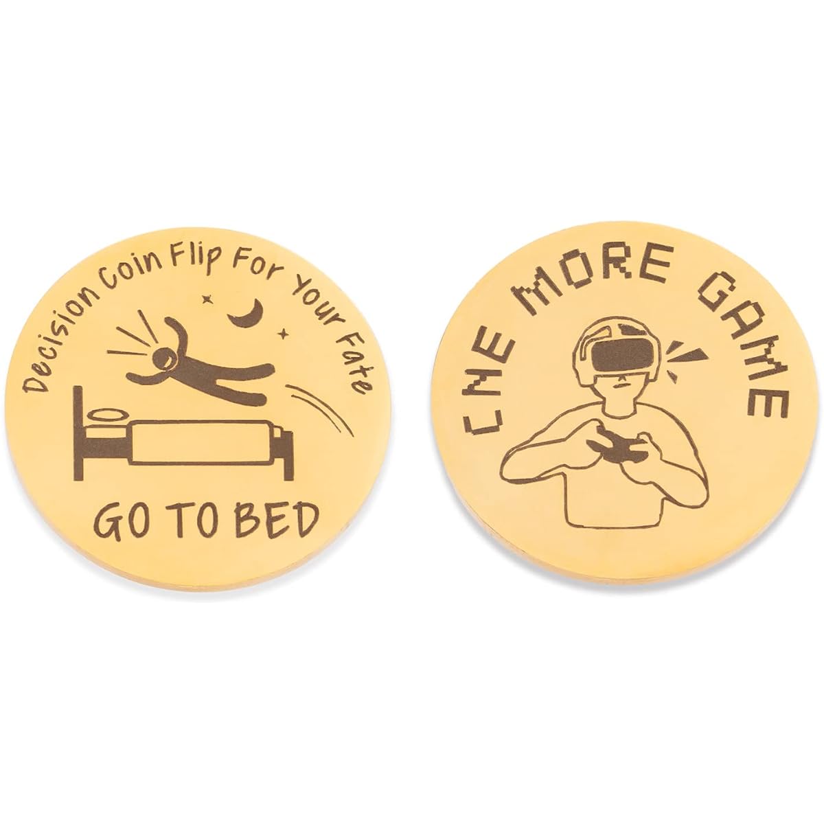 Decision Makers Coin Valentine's Day Men Women Gifts Yes, Gamer Teen Boy Birthday Ideas Boyfriend Girlfriend Wife Husband Double Sided Coin Graduation Gifts (Gold One More Game)…