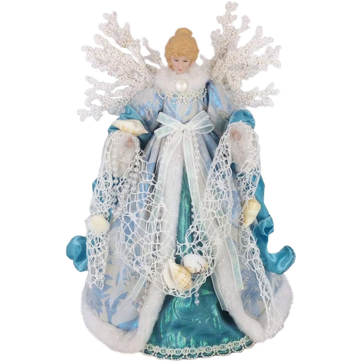 Windy Hill Collection 14" Inch Standing Aqua Angel Christmas Tree Topper or Table Top 148510
