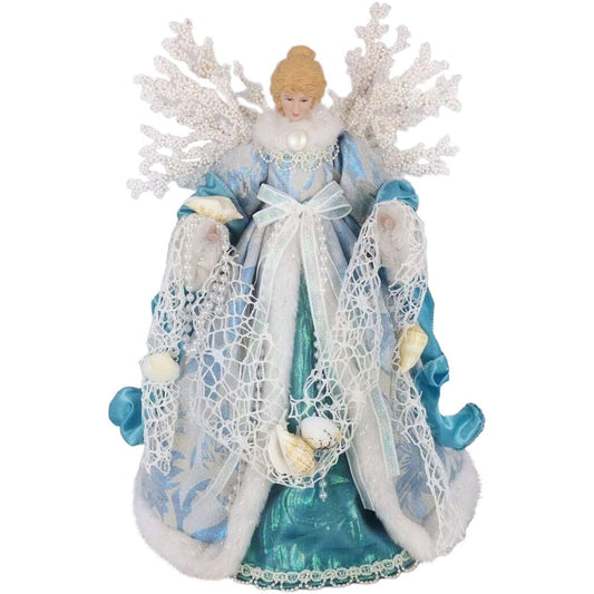 Windy Hill Collection 14" Inch Standing Aqua Angel Christmas Tree Topper or Table Top 148510