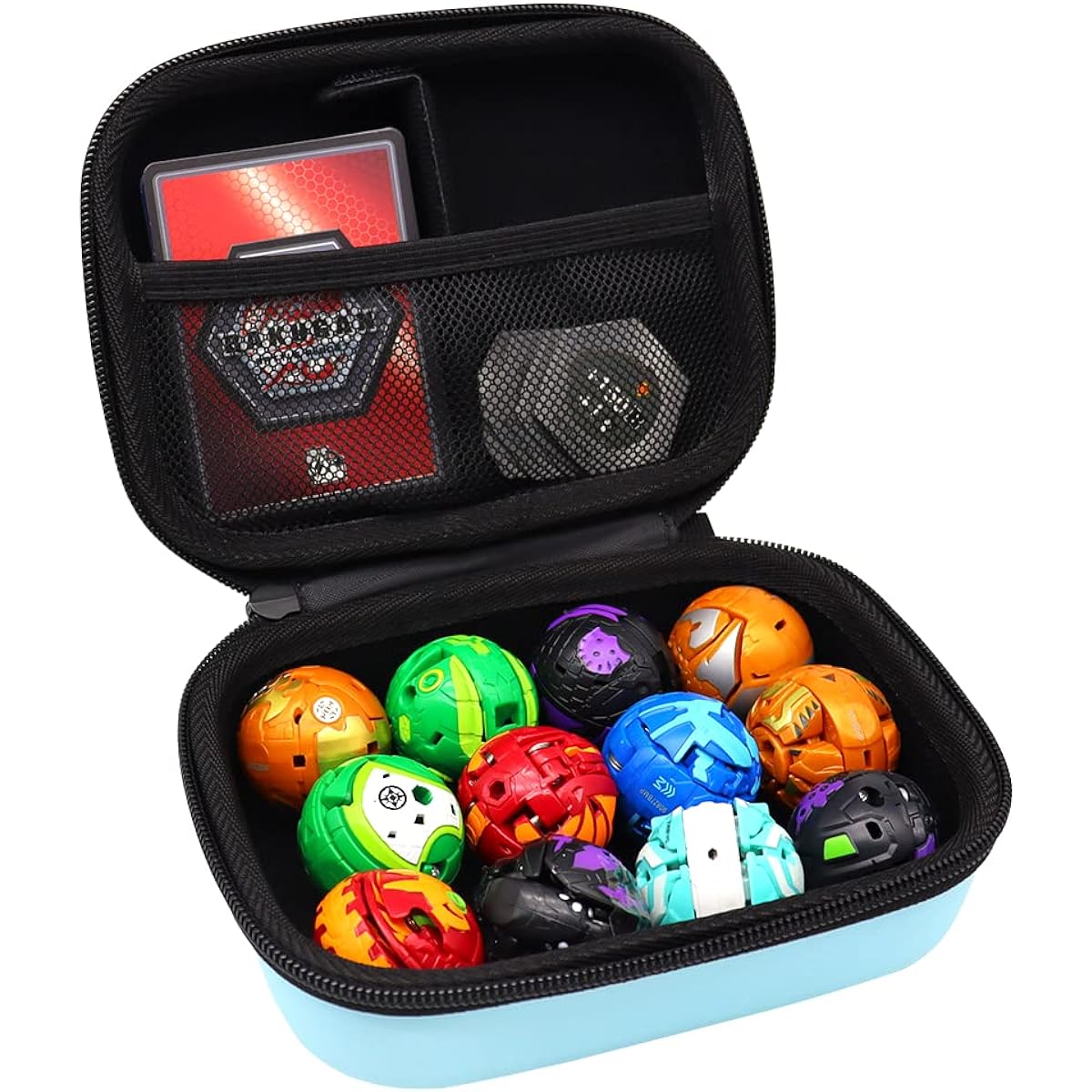 FCDYLBD Toy Organizer Storage Case for Bakugan Figures/Bakucore/Battle Figures/Trading Cards/Mini Toys/Small Dolls Hard Carry Organization Container Holder (Box Only) (12, Blue)