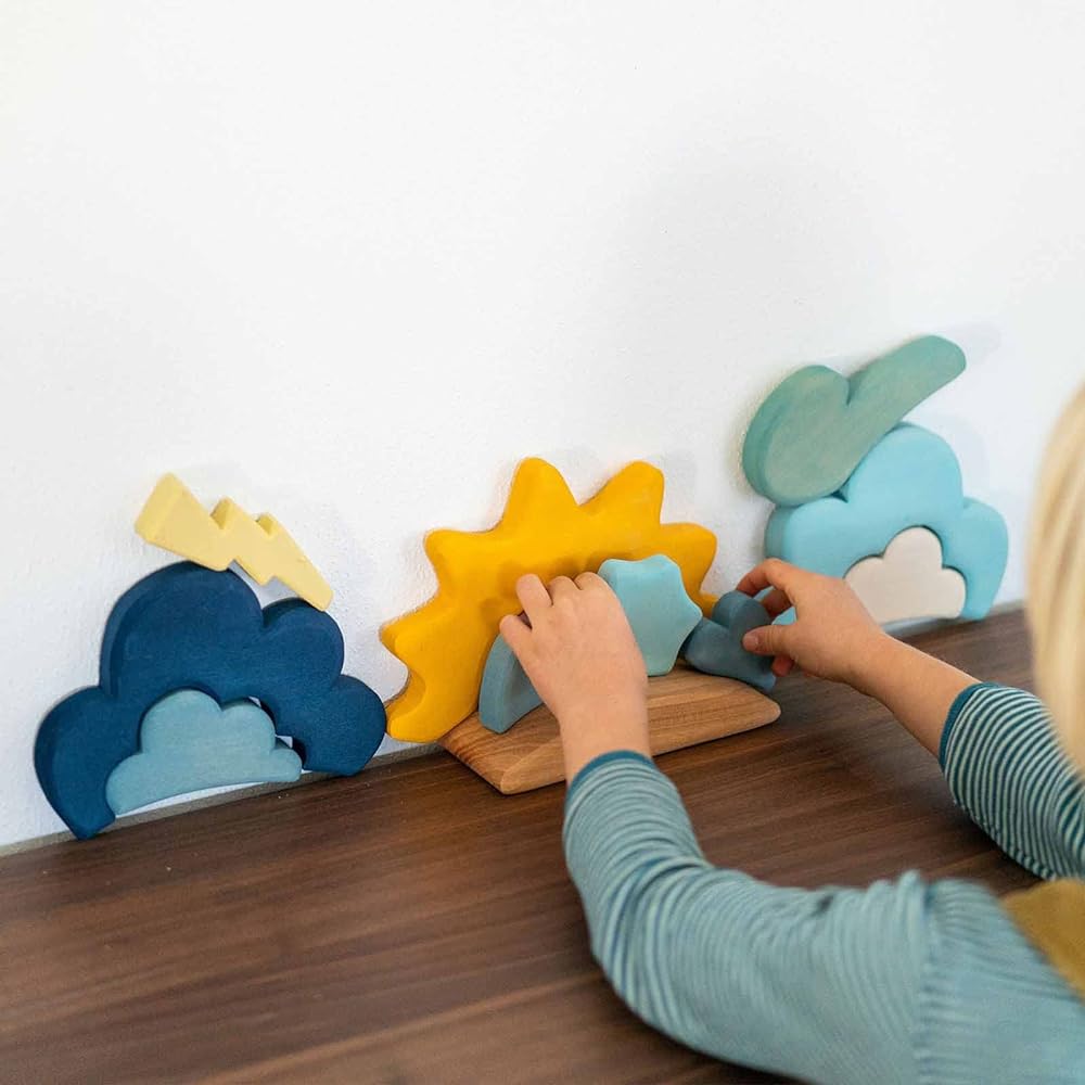 GRIMM'S Toy Educational Toy Building Blocks Interior Figure Play Weather Block SH10678
