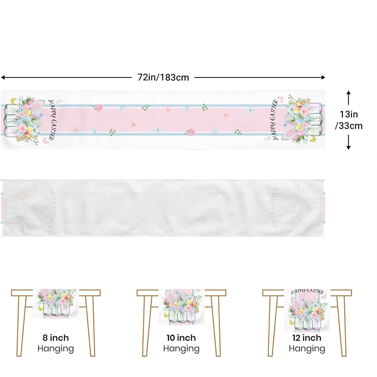 Easter Table Runner Easter Egg Flower Butterfly Dresser Cover Seasonal Spring Rustic Kitchen Dining Table Decor Indoor Outdoor Home Party Decor 13x72 Inch