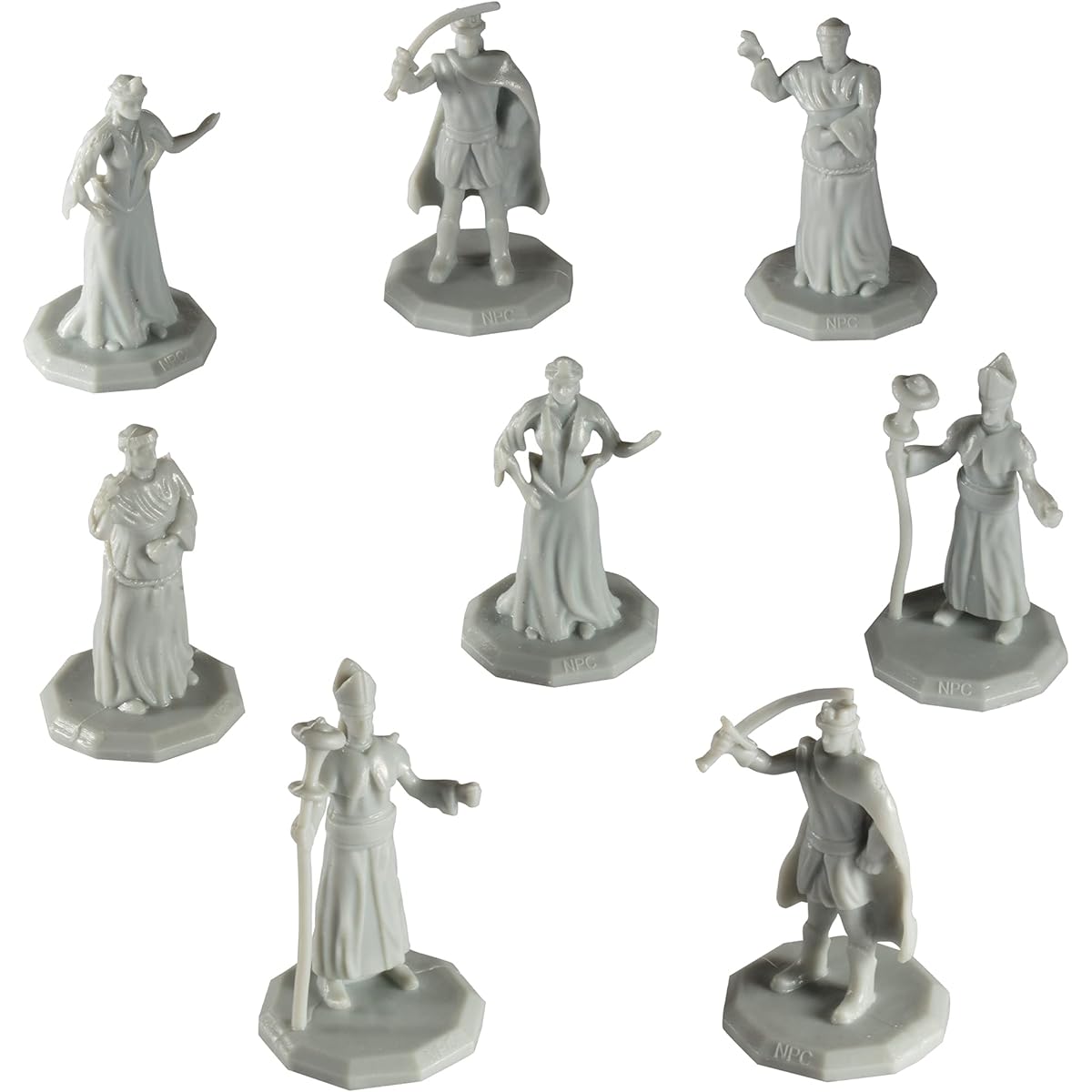 Townsfolk Mini Fantasy Figures - Nobility Class - 8 Paintable Miniatures (2x 4 Unique Sculptures) - Compatible with 1" Hex Size Compatible with DND Dungeons and Dragons, Pathfinder and all RPG Tabletop Games