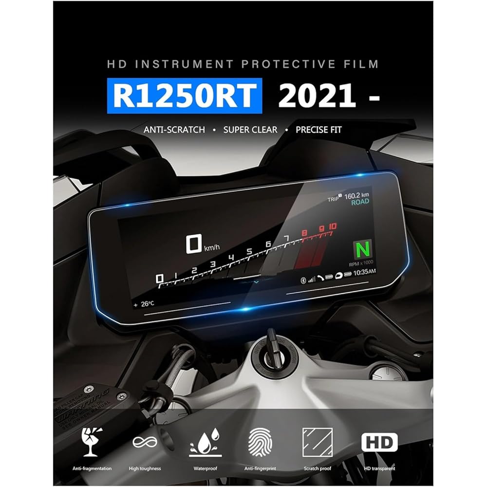Fits for B&MW R 1250 RT R1250RT R1250 RT 1250RT 2021-Moto Scratch Cluster Screen Dashboard HD Protective Instrument Film Protector Instrument (Color: Quantity- 4)