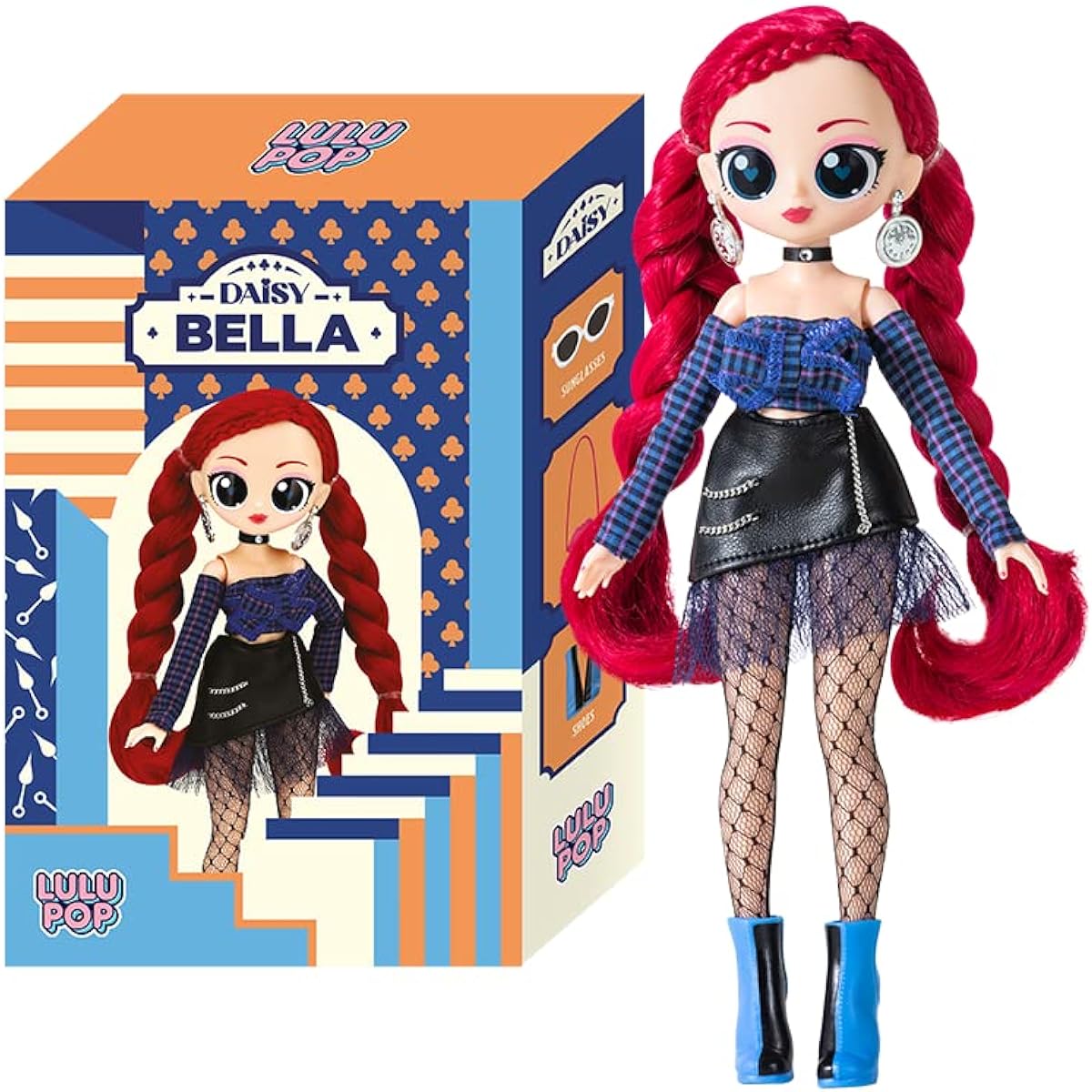 LULUPOP Daisy Bella K-pop Fashion Doll with Stand & Accessories, Includes Purse, Earrings, Sunglasses, Heels, Brush and More, Toys for Girls 3+