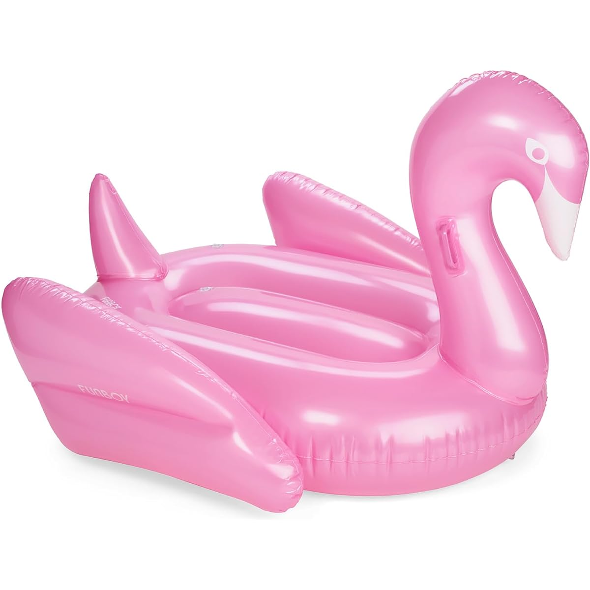 FUNBOY Giant Inflatable Metallic Pink Swan Pool Float for Summer Pool Parties and Entertainment Luxury Float