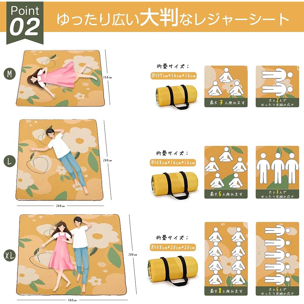 Hankins Leisure Sheet, 4 Layer Construction, Thick Picnic Sheet, Large Size, 200X200, Lightweight, Waterproof, Storage Bag Included, Leisure Sheet, Easy to Fold, Compact Storage (M, Orange)
