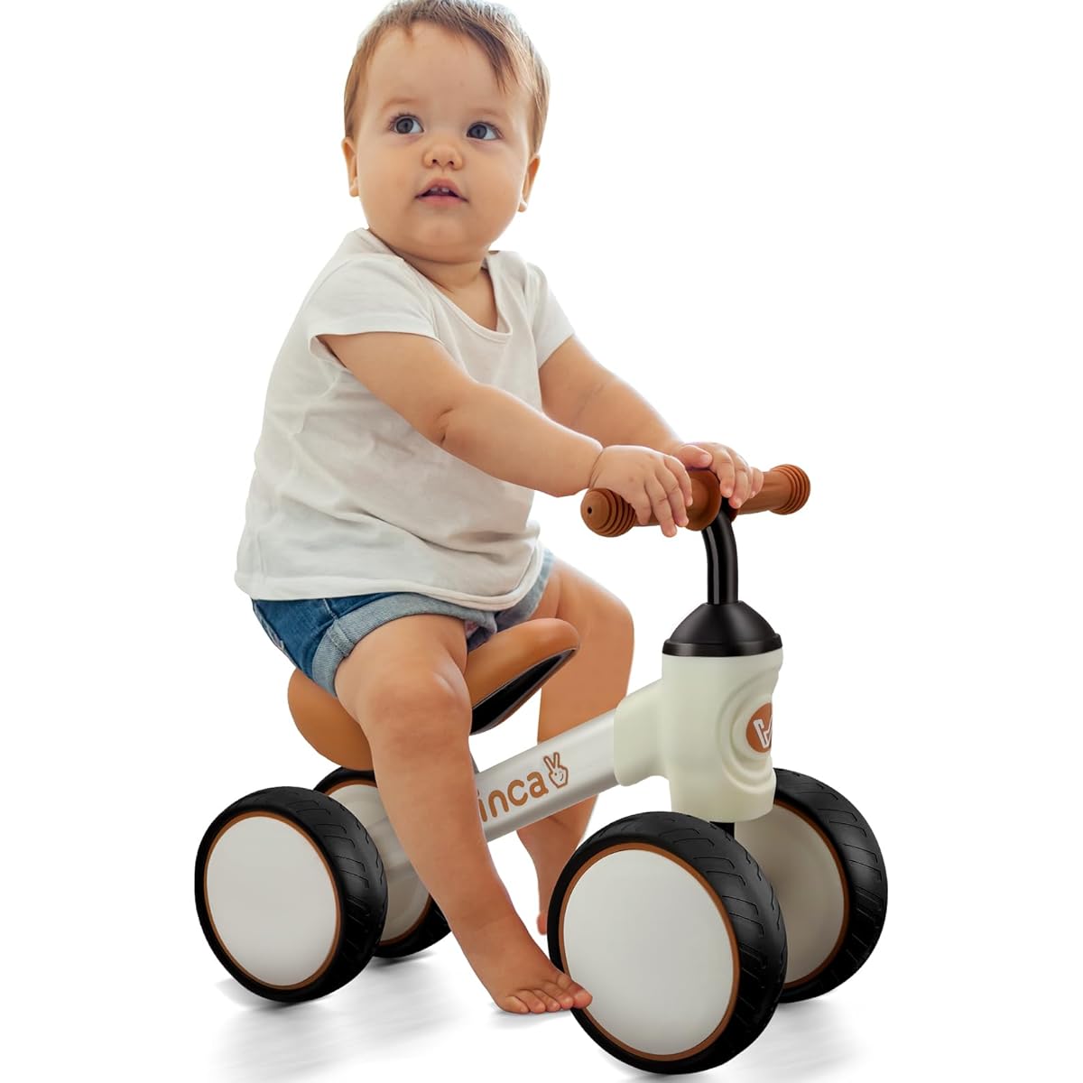 Vvinca Baby Toddler Balance Bike Black Brown