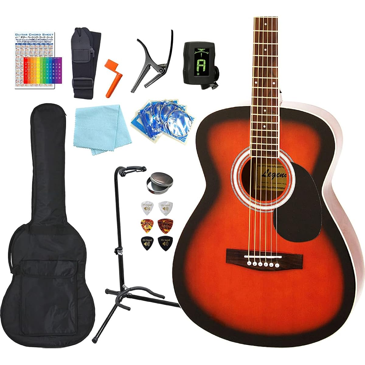 Acoustic Guitar Acoustic Guitar Beginner 13 Piece Set Legend FG-15 Start Set Acoustic Guitar Introduction BS [98765]