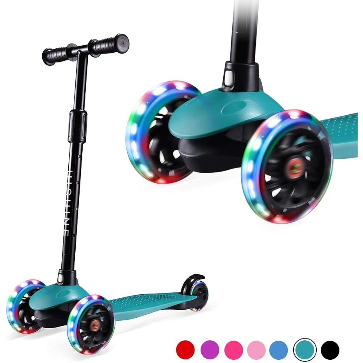 Kids Kick Scooter for Toddlers Boys Girls Age 2-5 Adjustable Height Extra Wide Deck Light Up Wheels Easy to Learn 3 Wheel Scooter