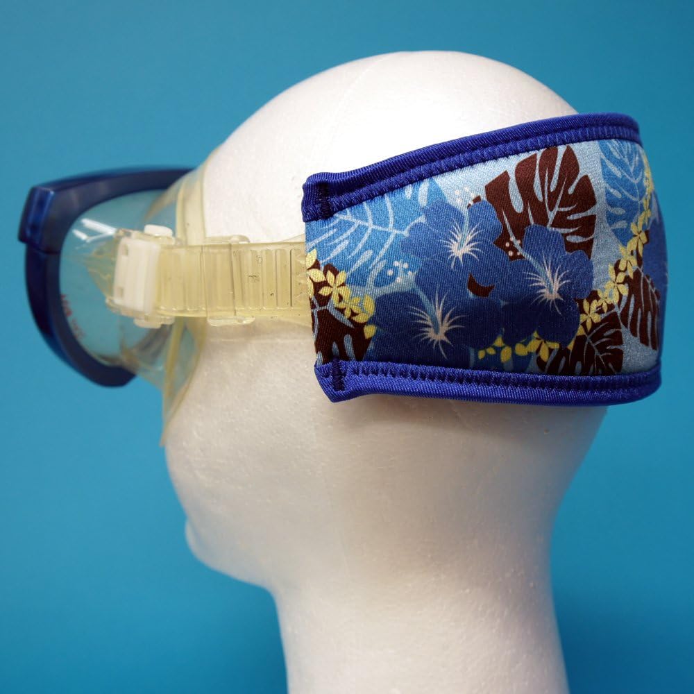 SeaCanary Snorkeling Diving Mask Strap Cover Hawaiian Hibiscus Blue