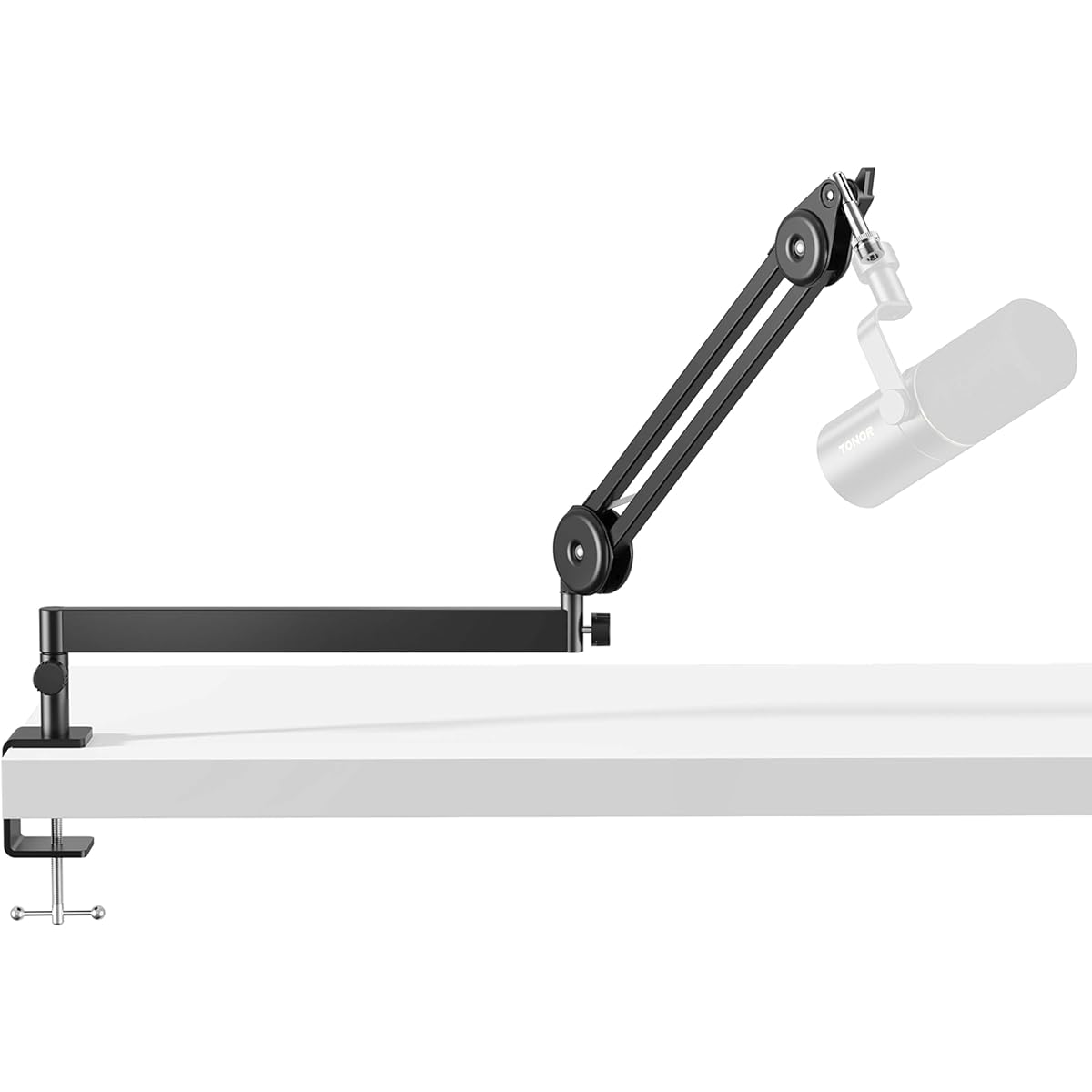 TONOR Micro Profile Stand, Angle Adjustable Microphone Stand, Desktop Microphone Cantilever with Screw Adapter, Cable Management for Live Game Podcast Recording Studio T40LP
