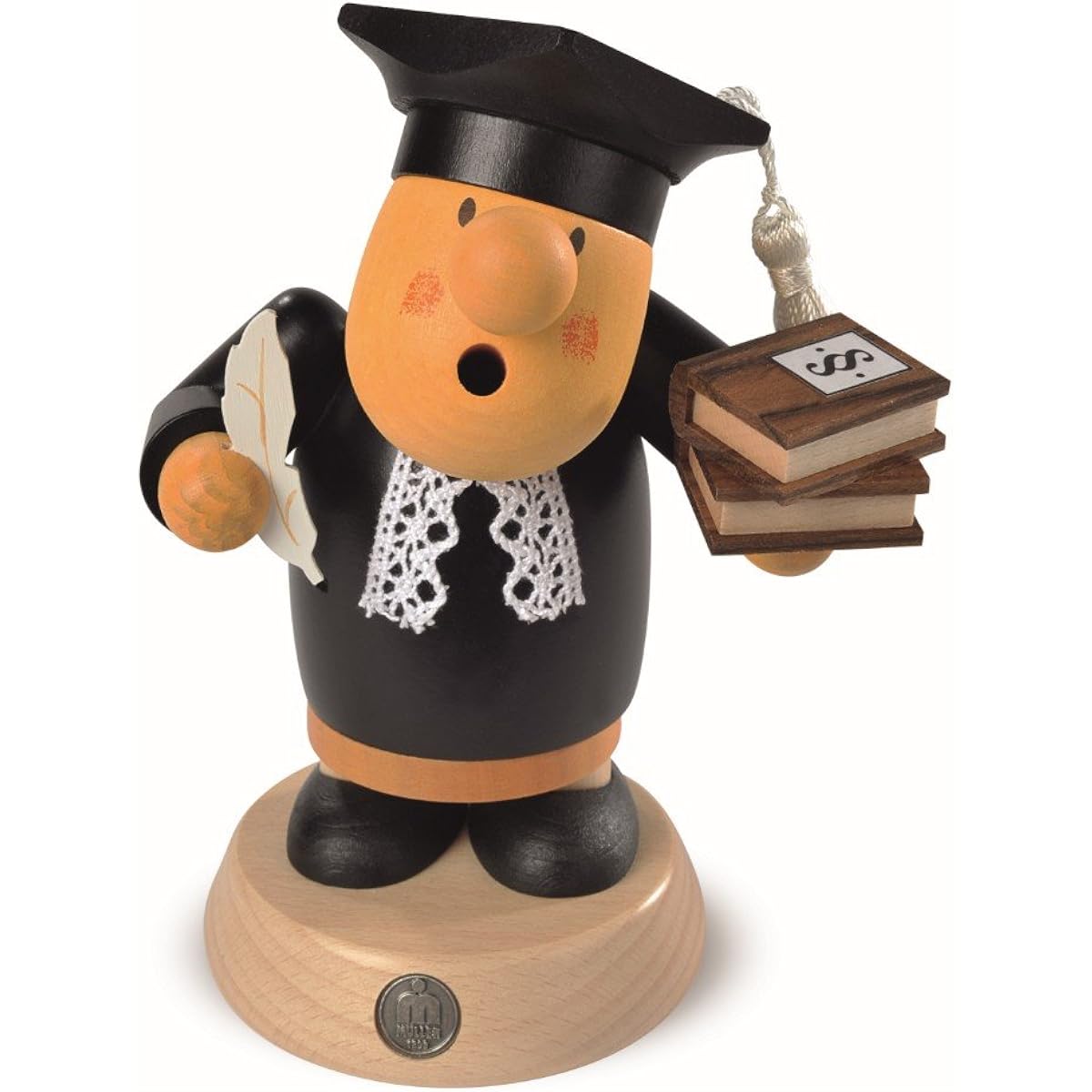 Smoke-emitting doll - Dwarf Müller - Lawyer - Height 16 cm - Seiffen, Erzgebirge - Original