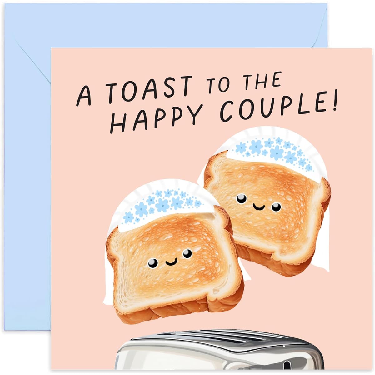 Old English Co. Funny Wedding Day Card - "Cheers to the Happy Couple" Wedding Gift - Congratulations Wedding Cards for Couples - Mr and Mrs - Bride and Groom | Blank Inner Envelope