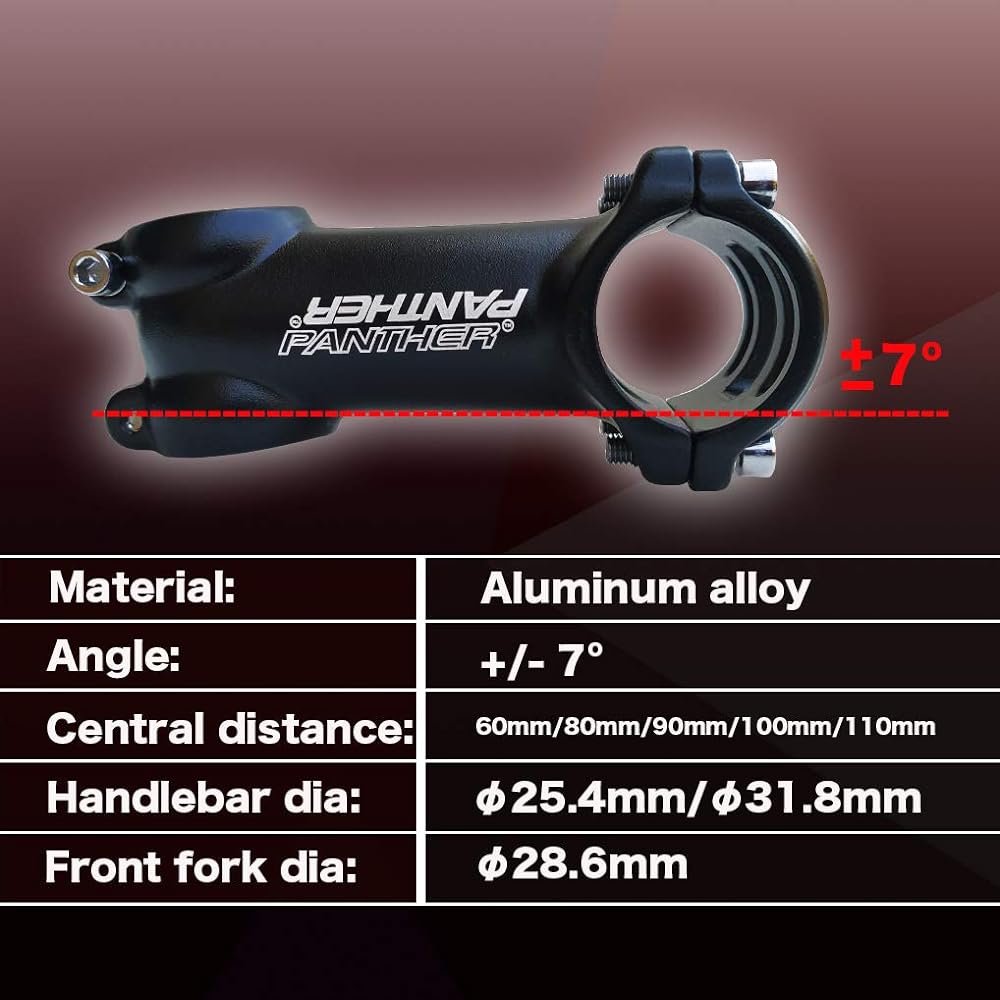 PANTHER [Genuine Product] Ahead Stem Adjust Stem Aluminum 6061 Suitable for Cross Road Mountain Bikes 14 Sizes Available