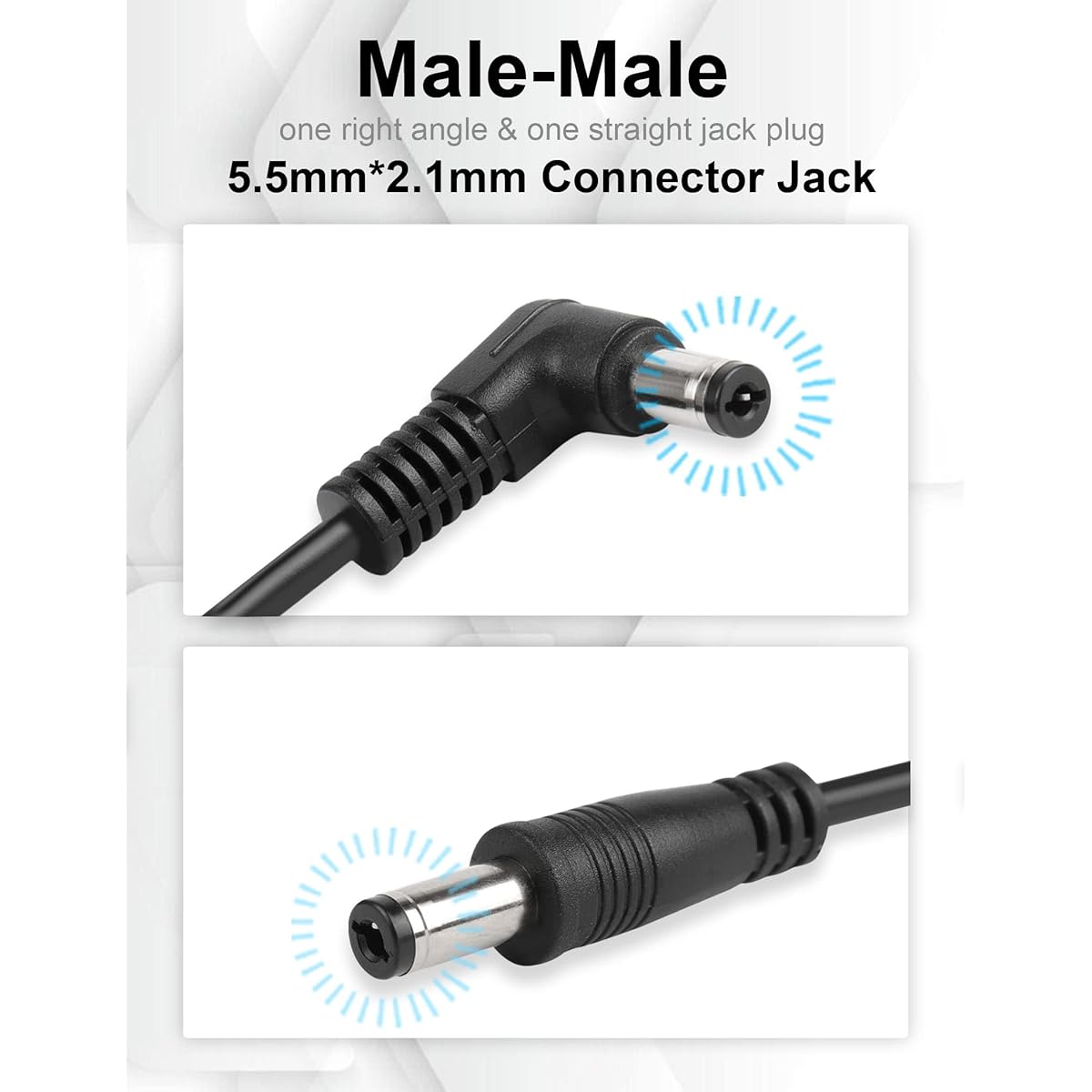 Mr.Power Guitar Effect Pedal DC Cable 5.5 x 2.1mm Male to Male 24 AWG Connector Adapter Cable (32 Inch, 8 Pack)