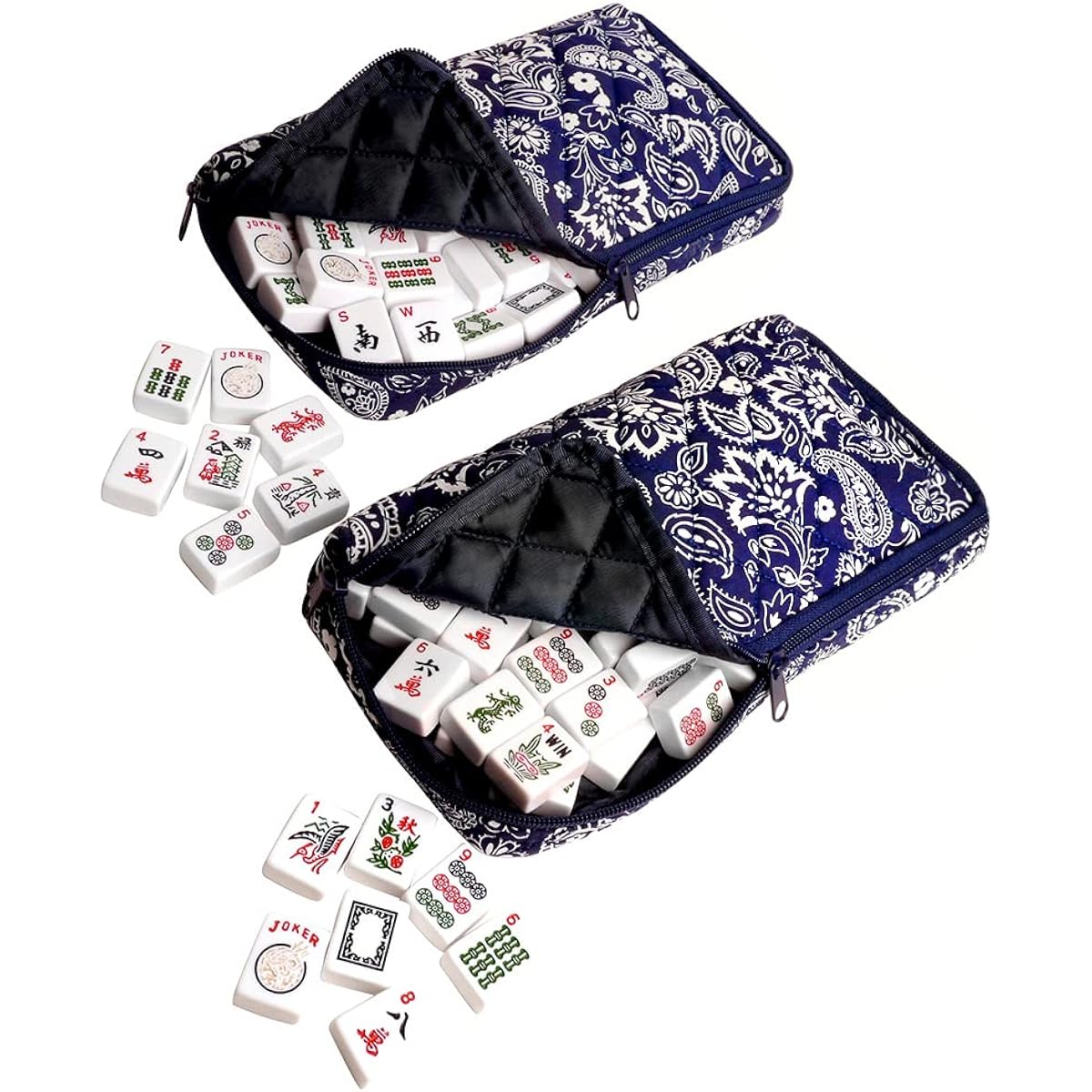 [American Wholesale]American-Wholesaler Inc. NEW! American Mahjong Set by Linda Li™ 166 White Tiles, 4 All-In-One Rack/Pushers, Blue [Parallel Import]