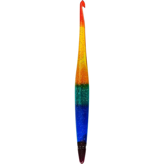 Ommi Ergonomic Handle Crochet Hook | Handmade 7 Inch Crochet | Knitting Needles Craft Yarn Weaving | Best Gift! (10mm, Rainbow)