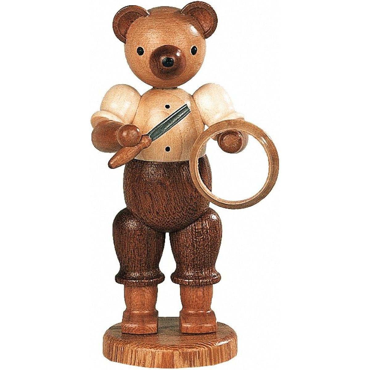 Bear - Woodturner - Height 10 cm - Natural - Original Erzgebirge - Mueller Seiffen