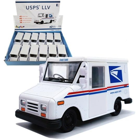 USPS LLV 5" United States Postal Service Vehicles Mail Delivery Diecast Toy Truck 1/36 Scale Model for Display, Collectibles 12pcs