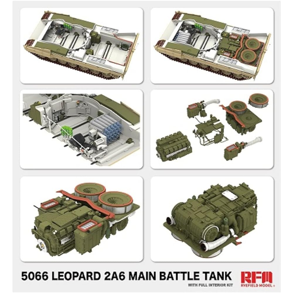 Ryfield Model 1/35 German Army Leopard 2A6 Full Interior Plastic Model RFM5066 Molding Color