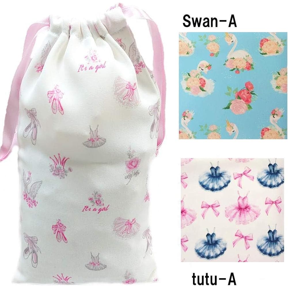 Ballet specialty store Mignon Ballet Drawstring Bag 2 Pattern Set Gift Wrapped [Mihorobe] Ballet Shoe Holder Accessory Holder