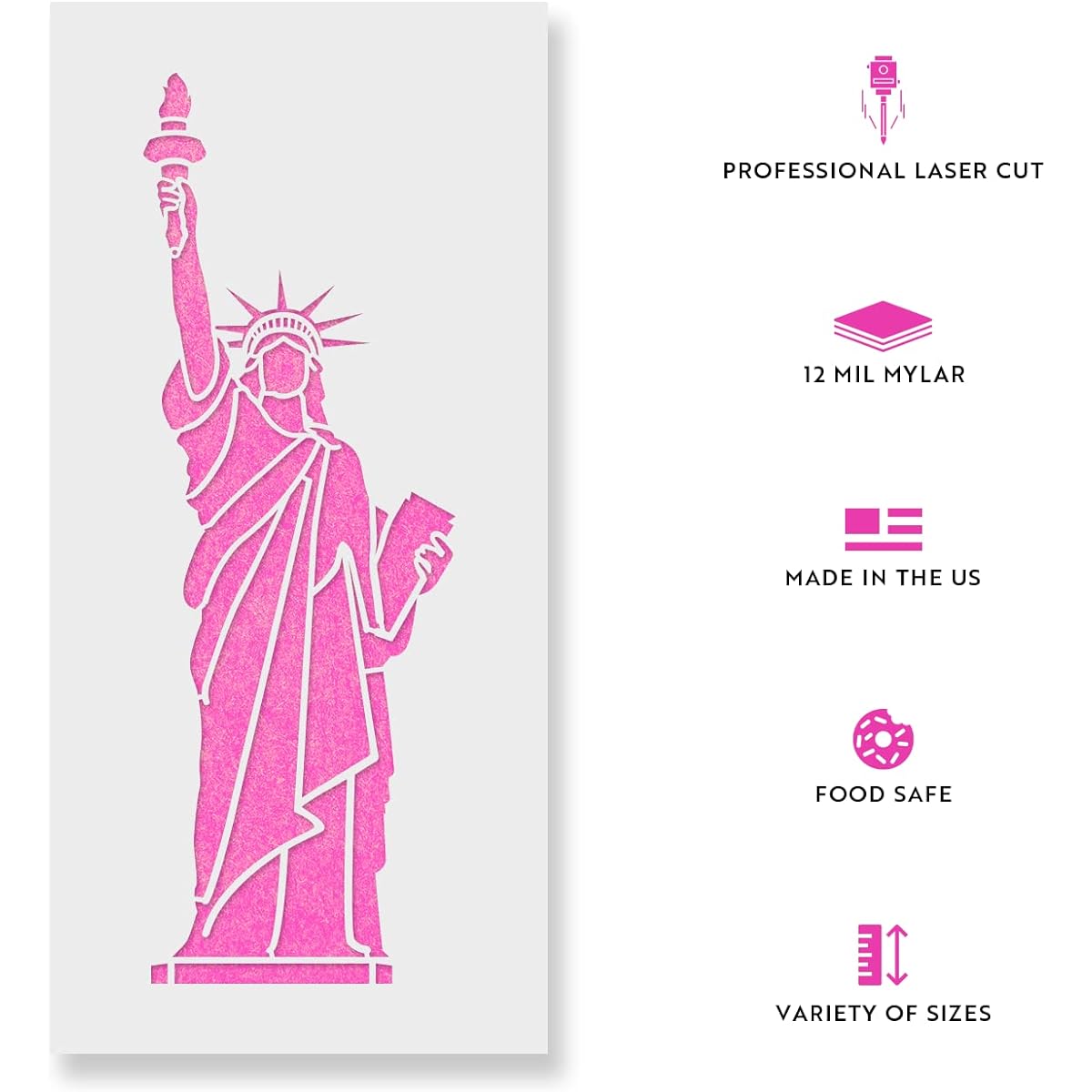 Statue of Liberty Stencil Template for Walls and Crafts Reusable Stencils for Painting Small & Large Sizes