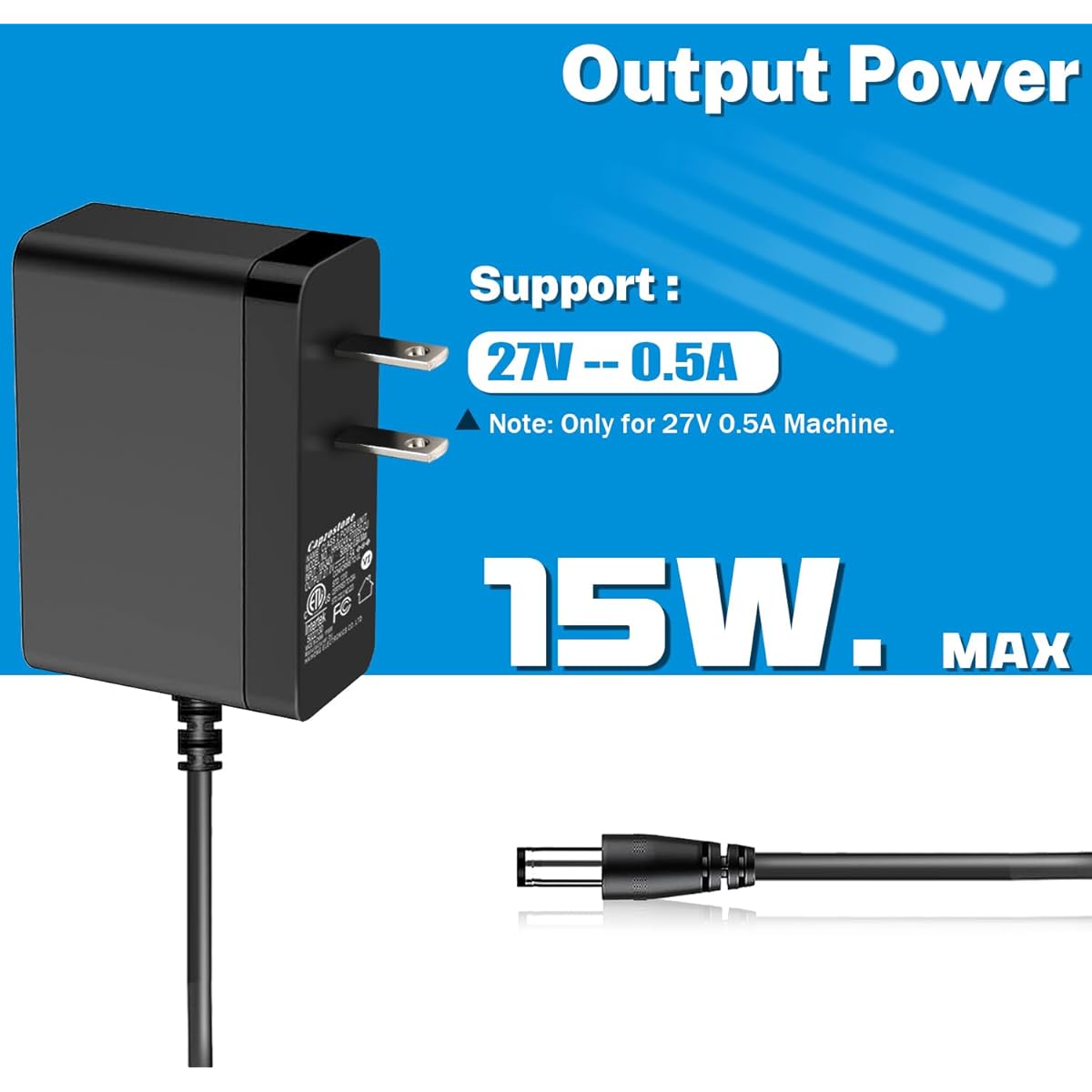 CapzoStone 27V Massage Gun Charger AC Adapter for Sharp Images 1014747 1013983 2437599 1011666 1013002 1012667 1013985 Powerboost Deep Tissue Percussion Muscle Massage Gun Power Cord Supply 8.5ft