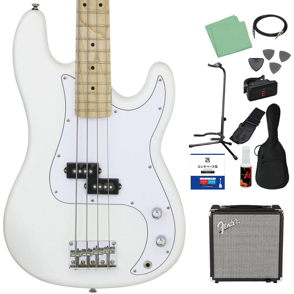LEGEND LPB-Z M White Bass Beginner 12-piece set [Fender amp included] Precision bass type Legend