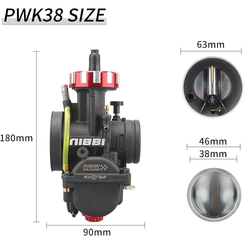 NIBBI Carburetor PWK38mm 450cc~500cc Motorcycle Engine Motorcycle Engine with Carb Jet for Dirt Bike Mini Bike Pit Bike GY6 ATV