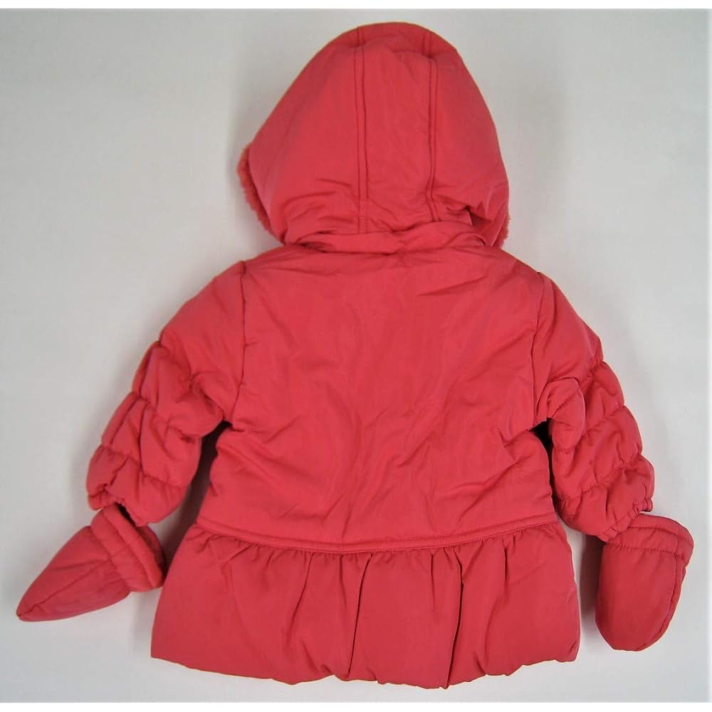 Warm hooded cold weather coat with Losan mittens Strawberry pink 6-9M