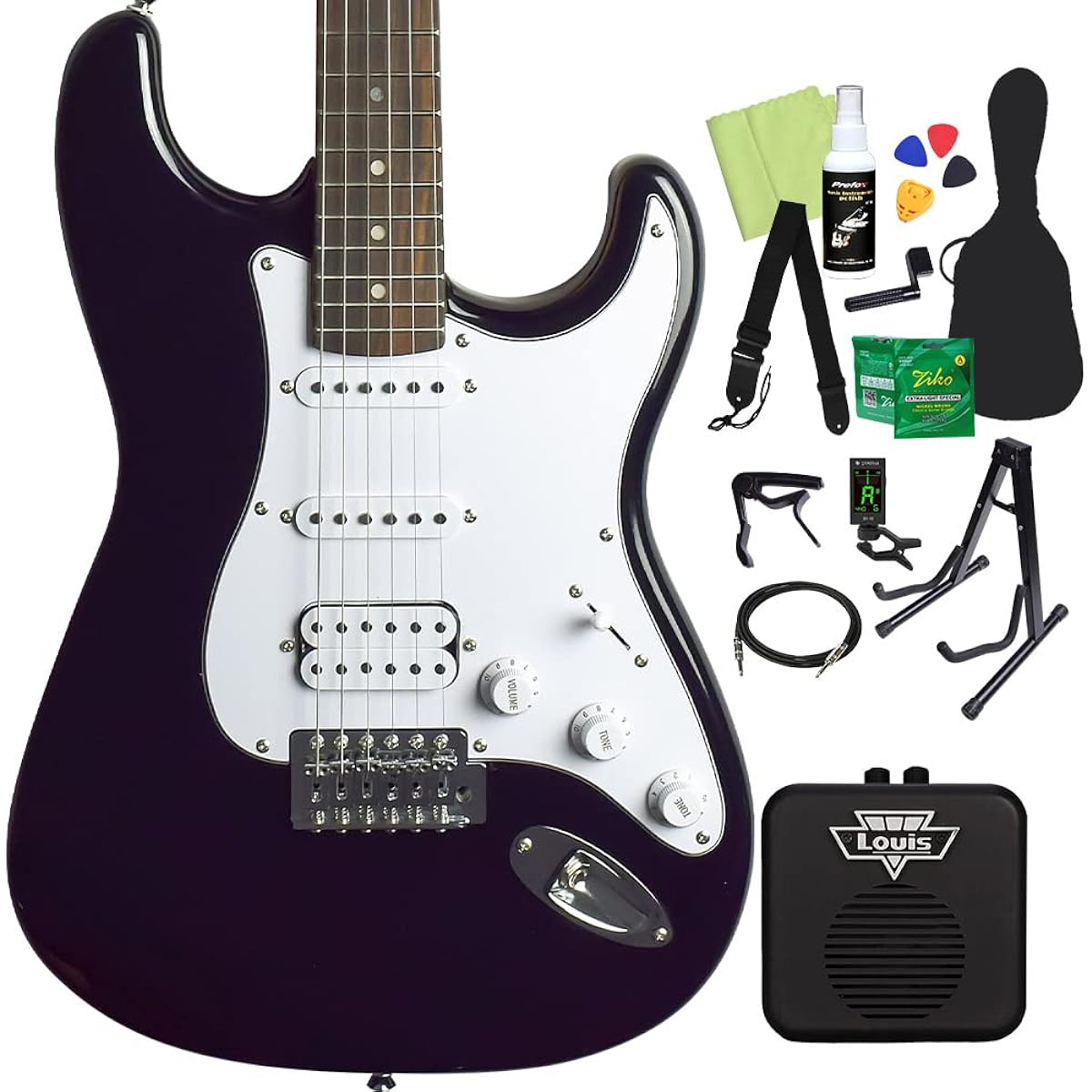 FERNANDES LE-1Z/L BLK SSH Electric Guitar Beginner 14-piece Set [With Mini Amplifier] Fernandes