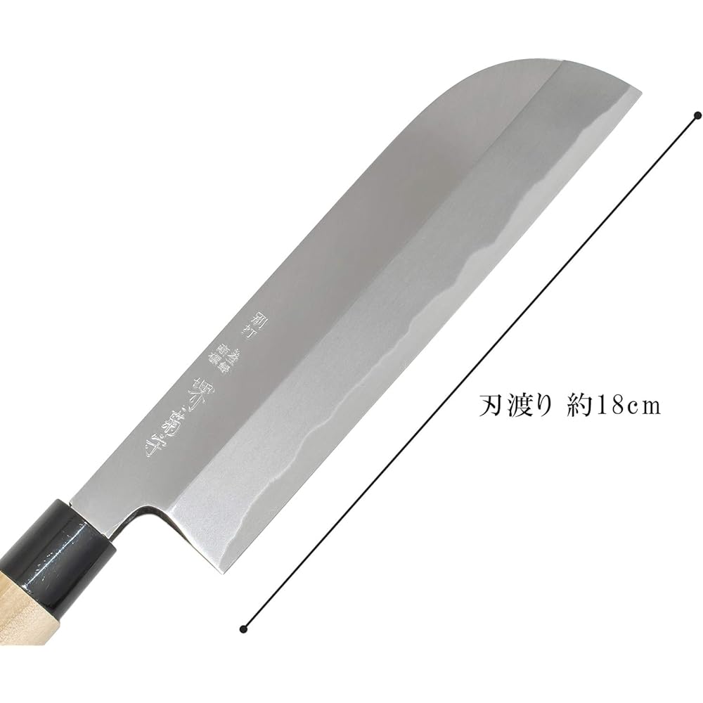 Sakai Kikumori Nakiri knife, silver, blade length: approx. 18cm, separately hammered, sickle-shaped thin blade, PC pattern C-418