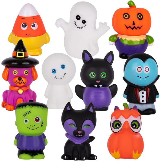 ArtCreativity Assorted Halloween Rubber Characters for Kids - 10 Pack - Assorted Halloween Figures, Trick or Treat Supplies, Goodie Bag Fillers, Party Favors, Halloween Themed Bathtub Toys