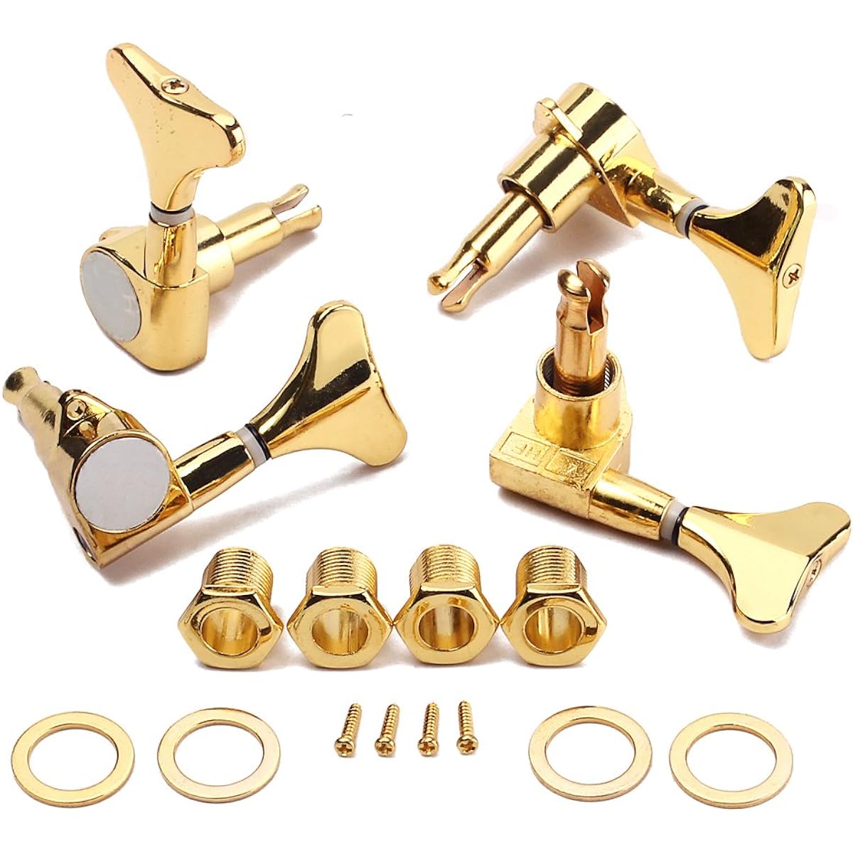 Hsyok Closed Bass Guitar Tuning Pegs Key 2R2L Machine Head Tuners for Precision Bass and Jazz Bass Accessories (Gold)