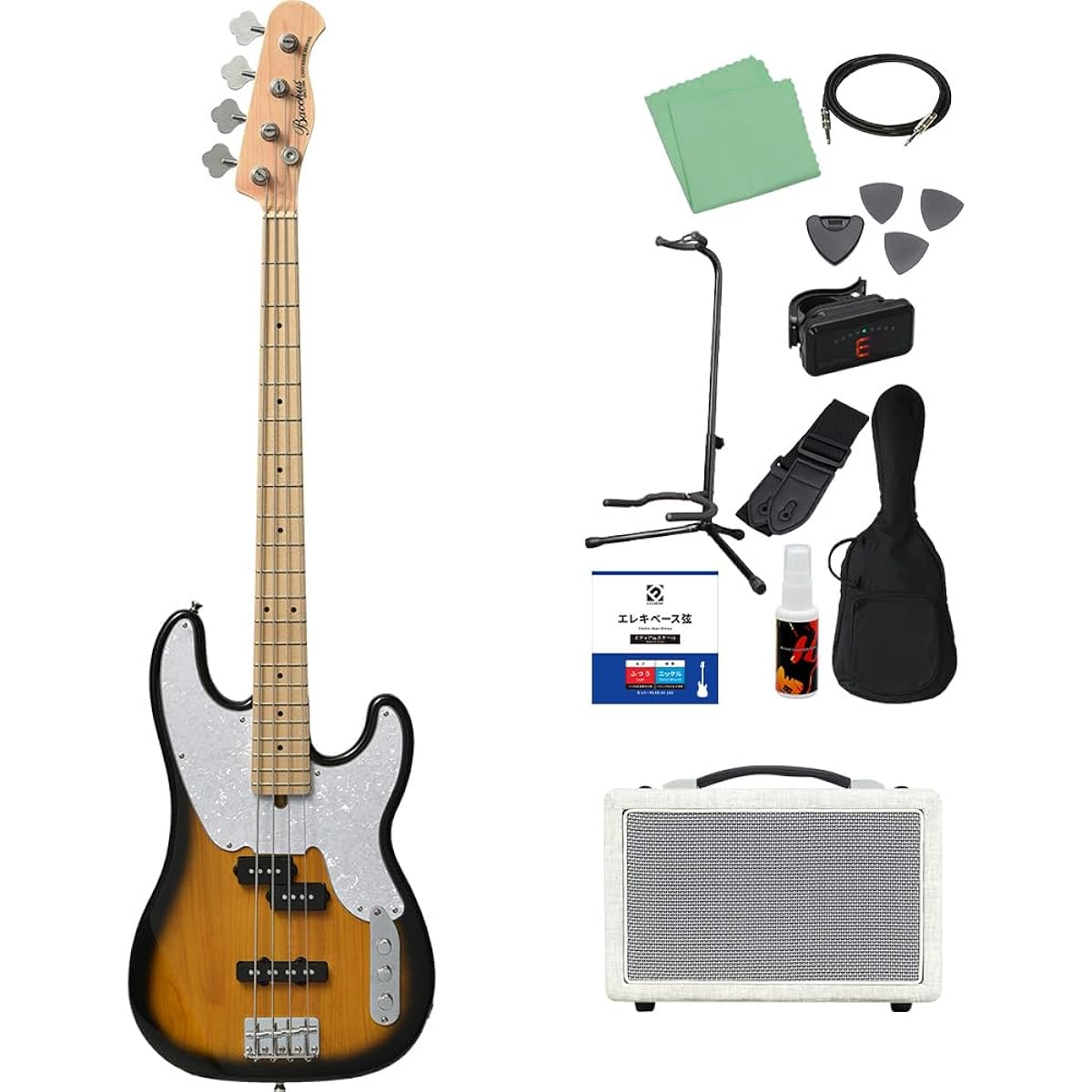 Bacchus BTB-PJ/M 2TS 2-tone Sunburst Bass 12-piece beginner set [Shimamura Music's best-selling bass amp included] Precision bass type Bacchus