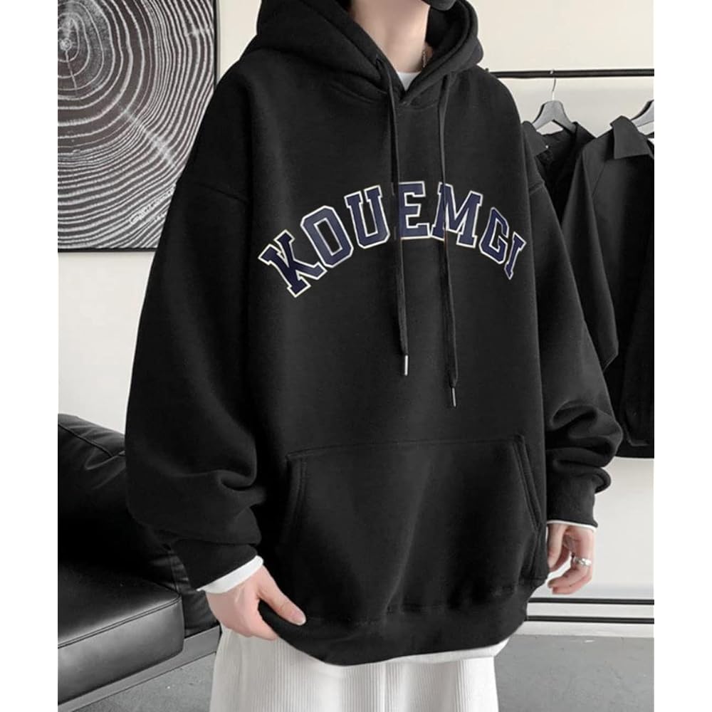 [EASTEMPO] Men's Parka, Spring, Long Sleeve, Brushed Lining, Pullover, Plain, Stylish, Loose, Large Size