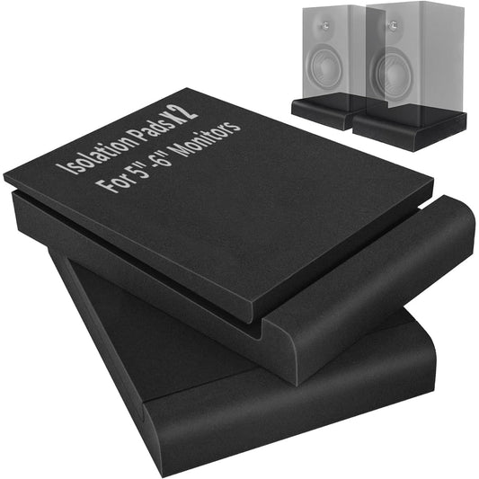 2 Pack Studio Monitor Isolation Pads, High Density Acoustic Foam, Sound Isolation Pads for 5" Monitors, 1.6" x 7.5" x 11", Fits Most Desktop Speakers and Studio Monitors (Isolation Pads, 2 Pack)