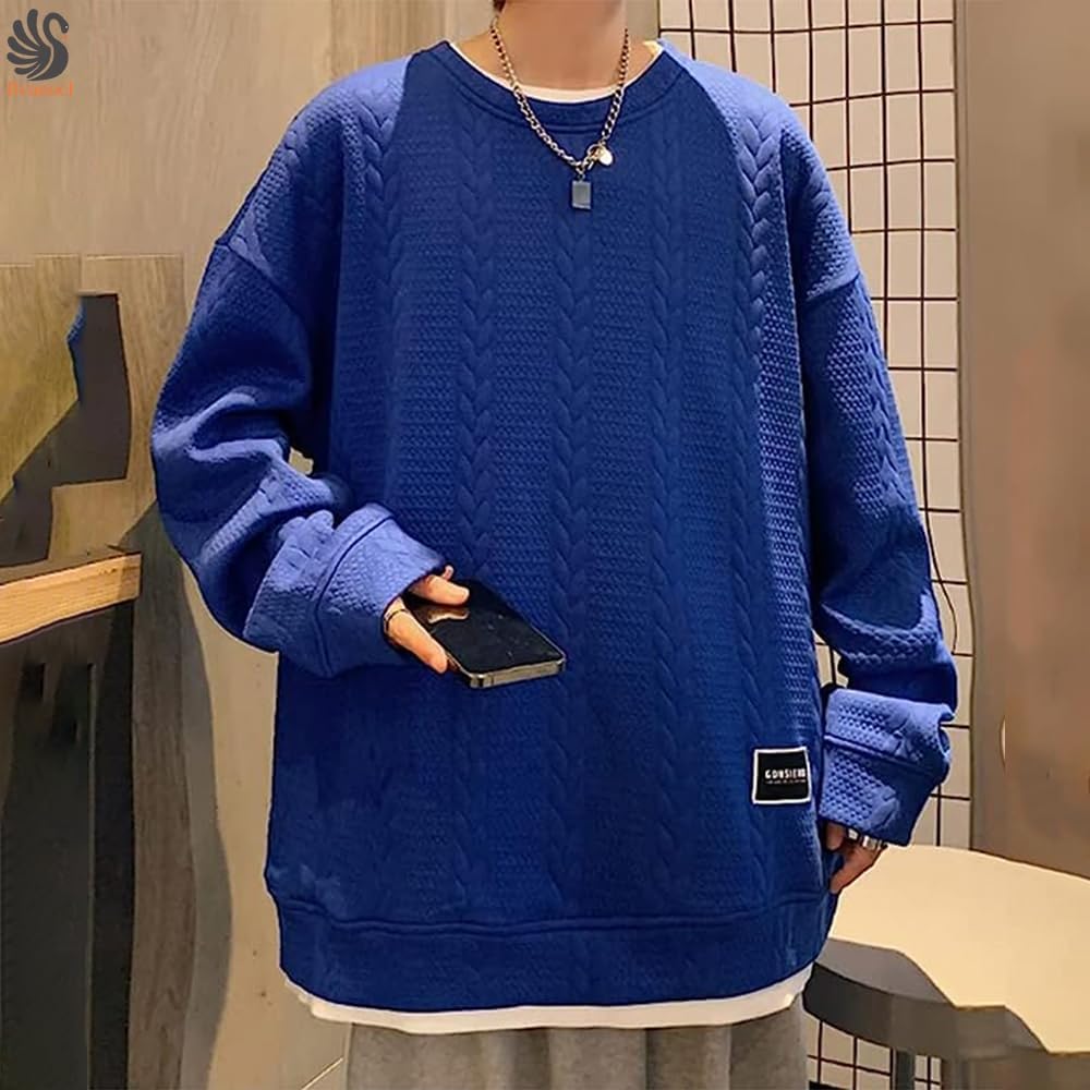 Bvaeocl Men's Hoodie Sweatshirt Long Sleeve Round Collar T-Shirt Pullover Casual Comfortable Loose Large Size Fashion Spring Autumn Winter BV83