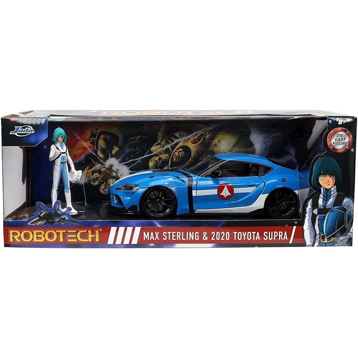 Jada Toys Robotech 1:24 2020 Toyota Supra Diecast Car with up to 2.75" Sterling Figure Toys for Kids and Adults