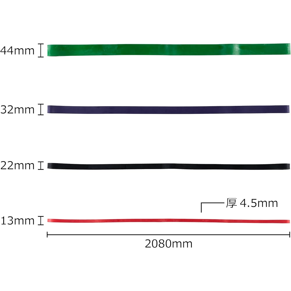 Mcm&Company [Supervised by Fitness Club ASK] By The Pro Multifunctional Rubber Band 4 Types Resistance Set of 4 Red (Light)/Black (Medium)/Purple (Heavy)/Green (X Heavy) Pull-up Belt/Yoga Fitness Latex Resistance Multifunctional elastic belt for band/sus