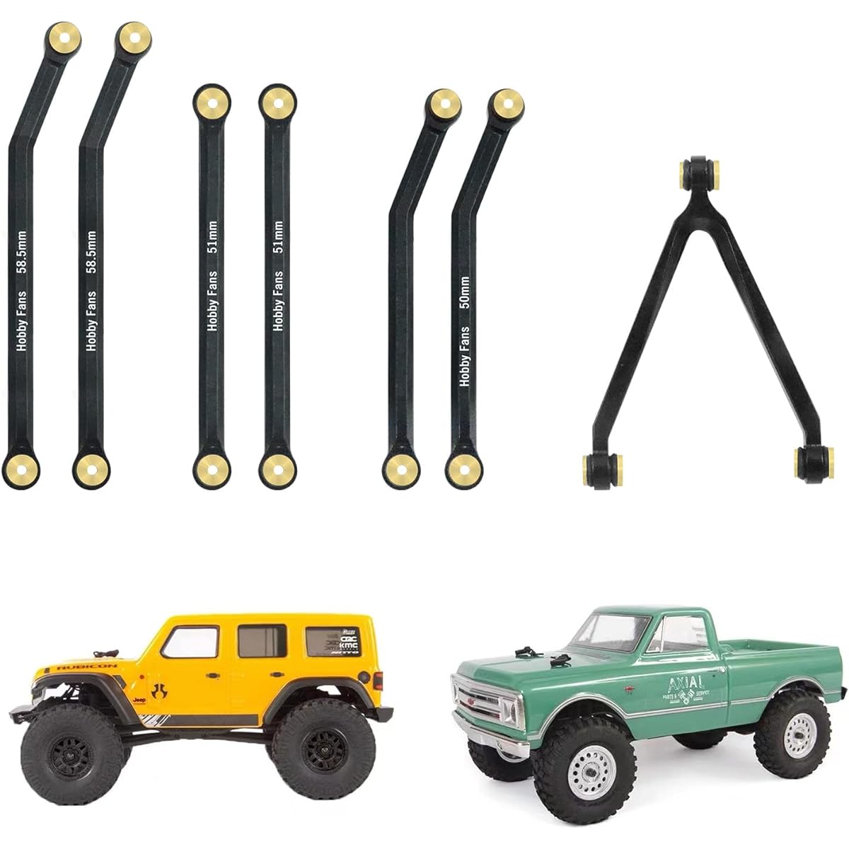 Hobby Fans High Clearance Chassis Link Set Aluminum Alloy RC Rod Linkage Kit for SCX24 Bronco JLU AXI00002 C10 AXI00001 Axial 1/24 RC Crawler Car