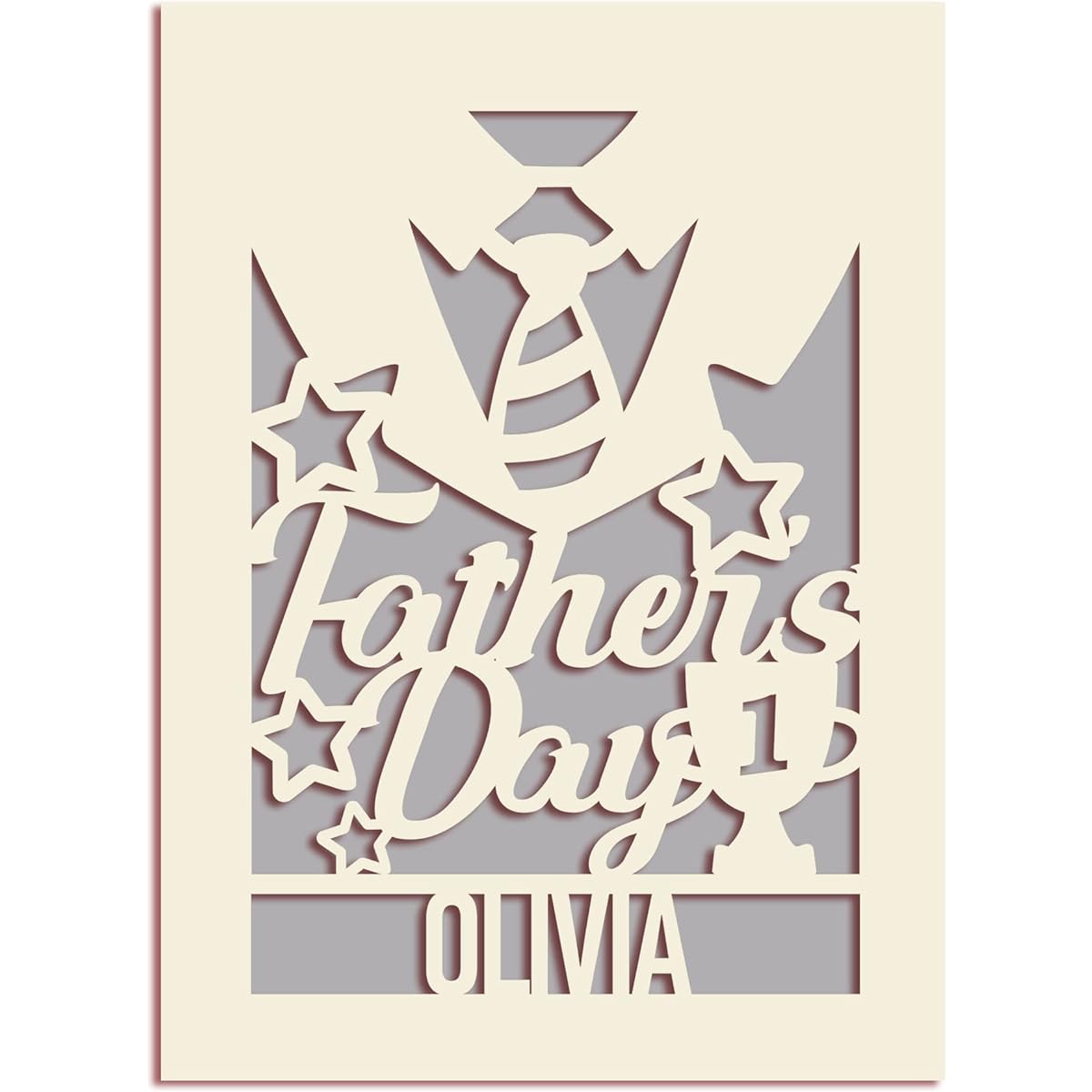EDSG Personalized Father's Day Cards, Gifts from Daughter/Son to Dad, Greeting Cards, Custom Cards, Personalized Gifts, 6 Colors, Laser Paper Cut Cards with Envelopes for Men, Dad, Father (Grey)