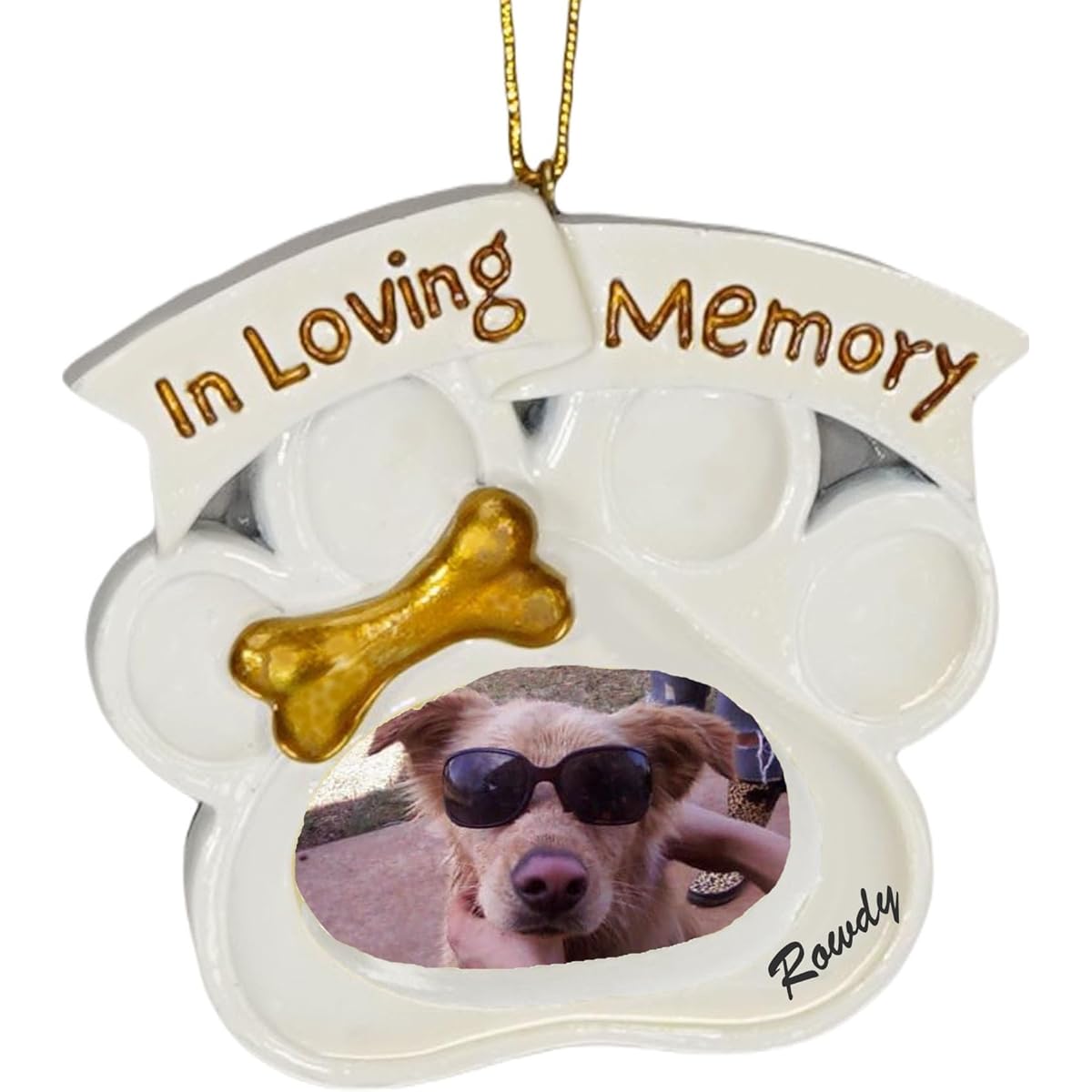Loving Memory Pet Memorial Christmas Ornament Photo Yellow